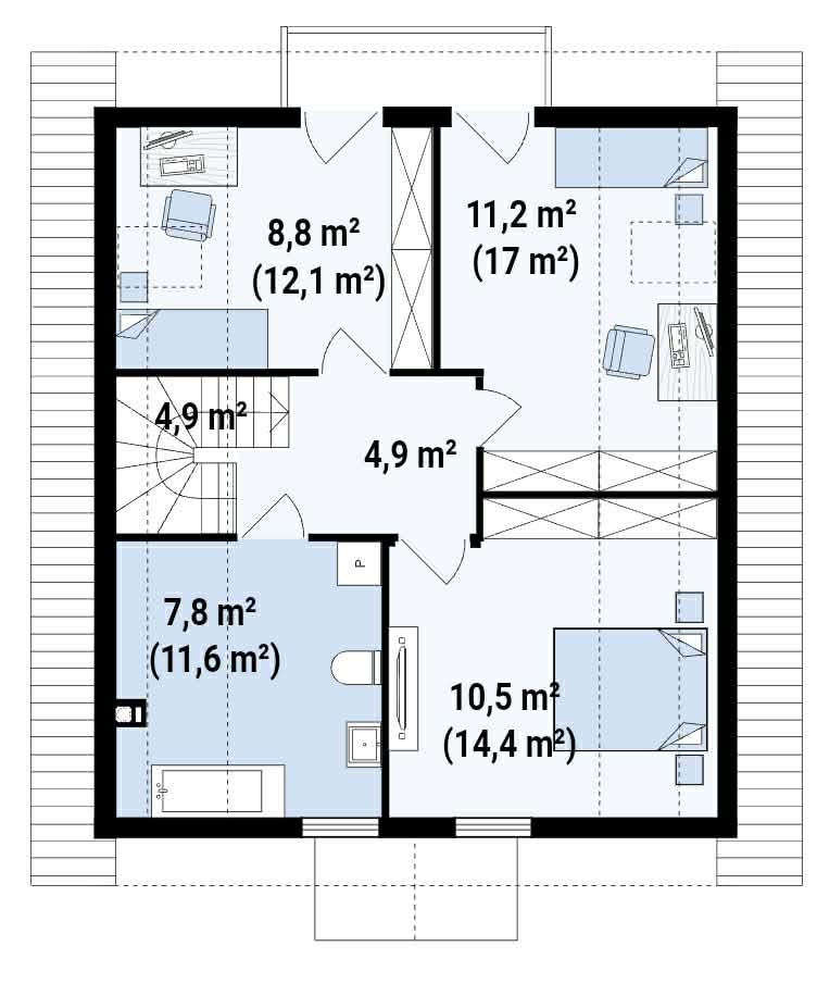 Rzuty Zgrabny drewniany dom Z99 D
