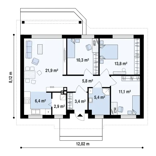 Rzuty Funkcjonalny dom parterowy